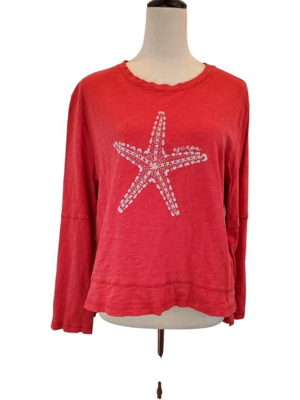ESCAPE by Habitat Clothes SZ L Starfish 100% Slub Cotton Peruvian Pullover Top